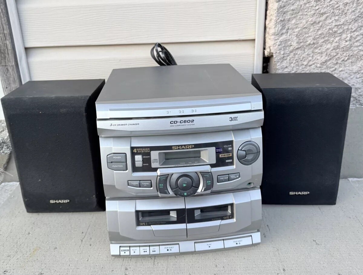 Sharp 3-Disc CD Dual Cassette Stereo Player FM/ AM System Model