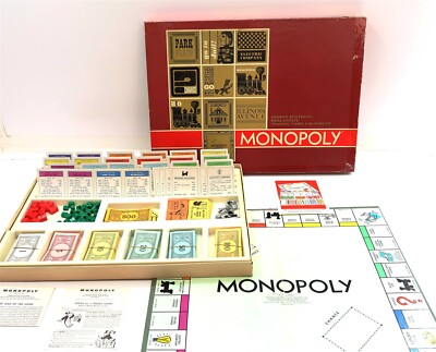 Vintage 1964 RED BOX MONOPOLY Board Game Parker Brothers Real