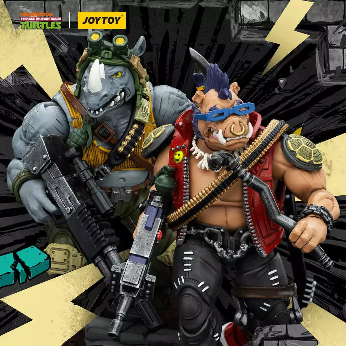 JOYTOY 1/18 TMNT Beebop & Rocksteady Action Figure Toy Model In