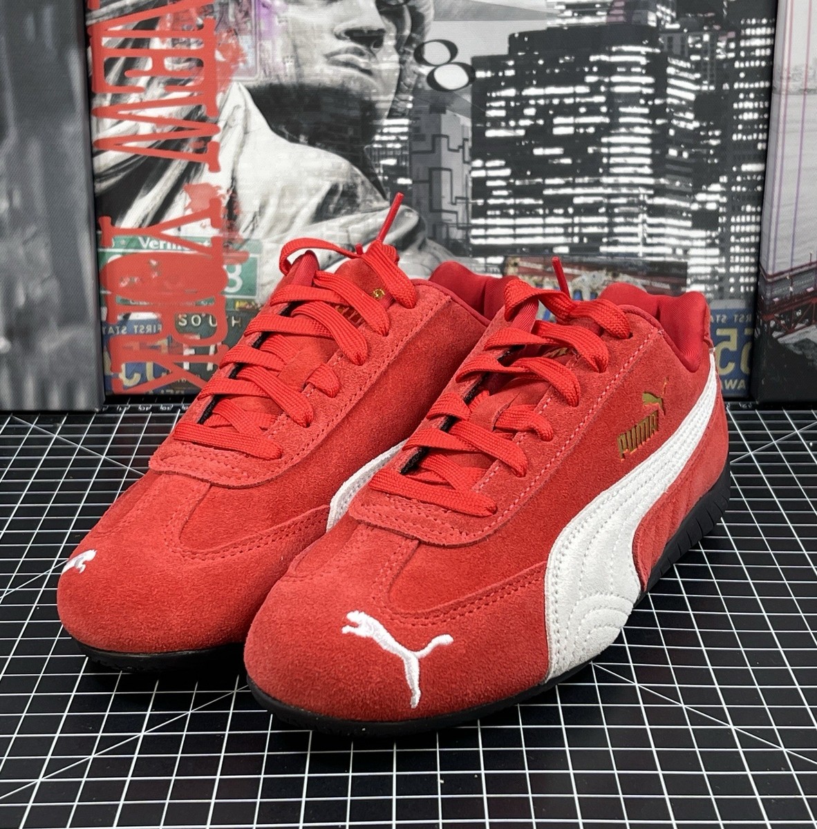 Puma Speedcat Og Lace Up Womens Sz 7 Red Sneakers Casual Shoes