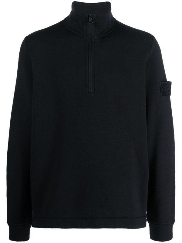 Stone Island Men's Navy Felpa Ghost Compass Patch Half-Zip