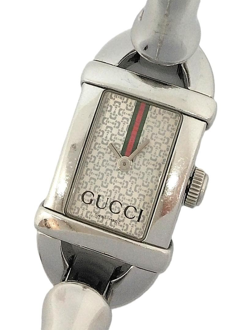 Gucci 6800L Bamboo Motif Bracelet Watch Silver Dial Ladies Quartz