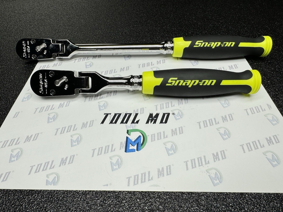 Snap-on Tools NEW HI VIZ YELLOW 2pc 3/8” Drive SOFT GRIP Ratchet