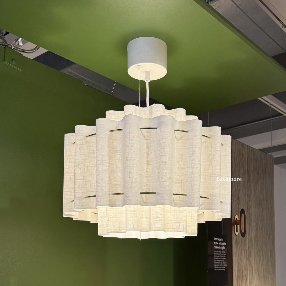 Ikea STOCKHOLM 2025 Pendant lamp, white wavy textile/brass plated