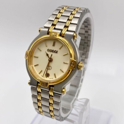 Gucci 9000L Watch Quartz Women's Ivory Dial Swiss Made Round