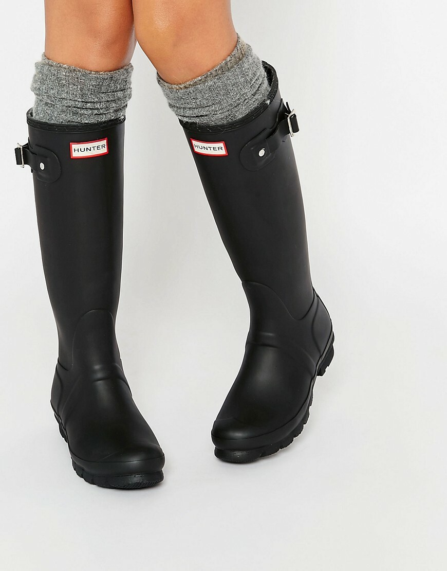 Women Hunter Original Tall Rain Boots Black Matte Waterproof Knee