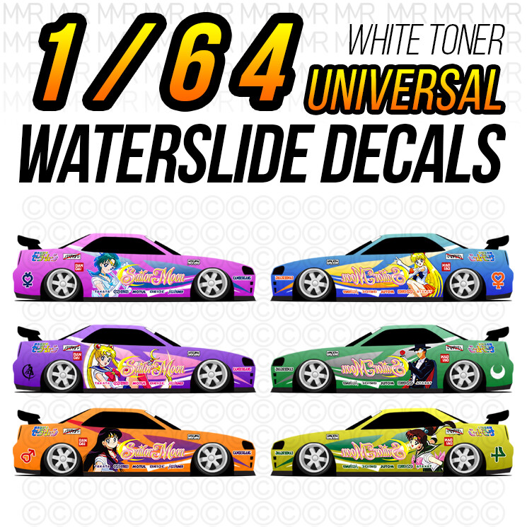 1/64 SAILOR MOON v2 Itasha WaterSlide Decal White Toner Universal