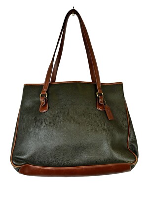 Vintage Coach Sheridan Wendell Green Richmond Tan Pebbled Large