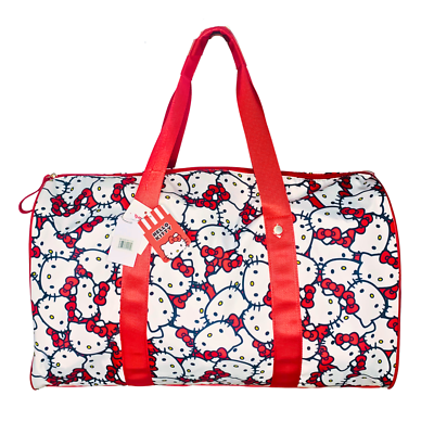 Sanrio Hello Kitty Face AOP Duffle Bag Red Bioworld Weekender