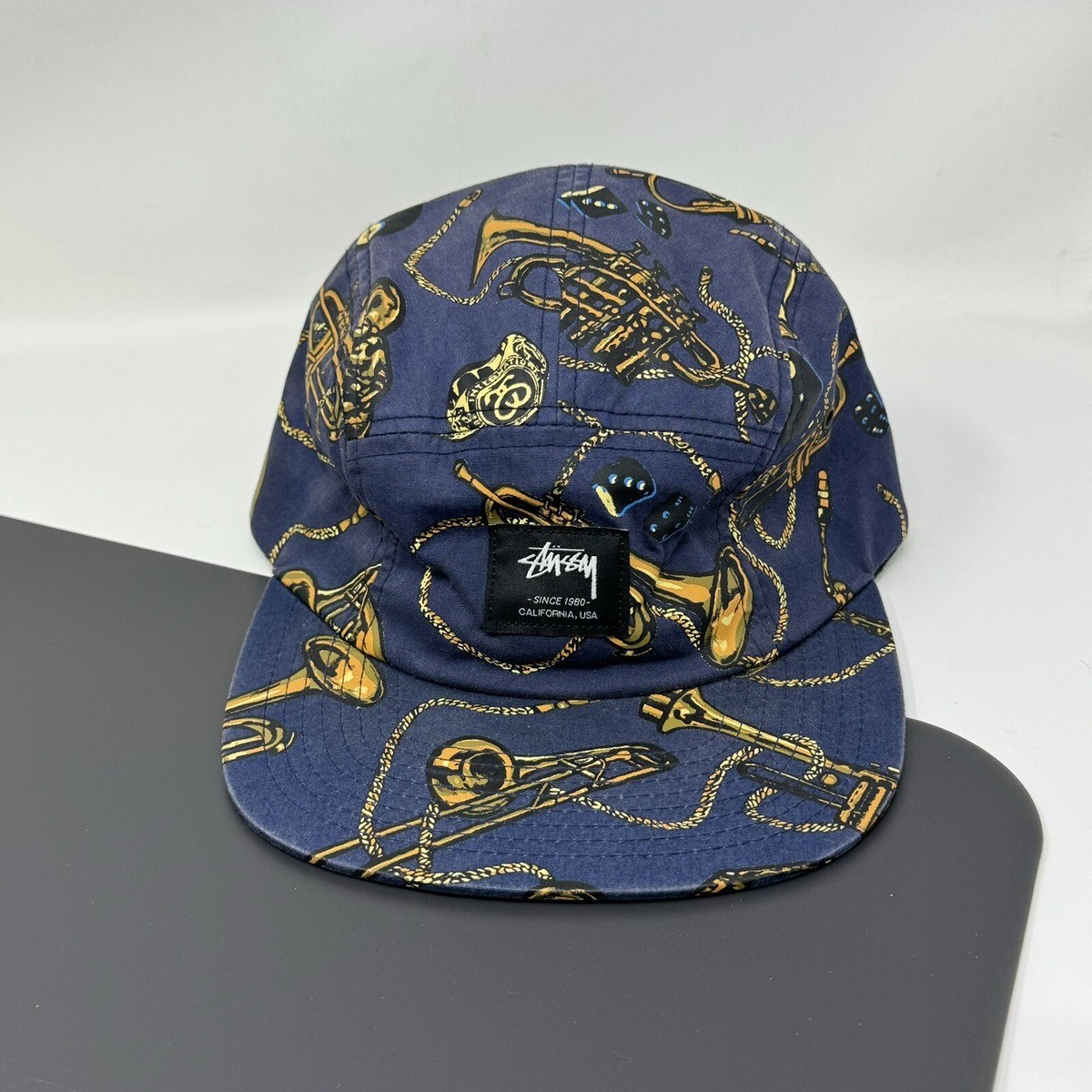 Vintage 2000s Stussy Trumpet 5 Panel Hat Instrument Camp Cap