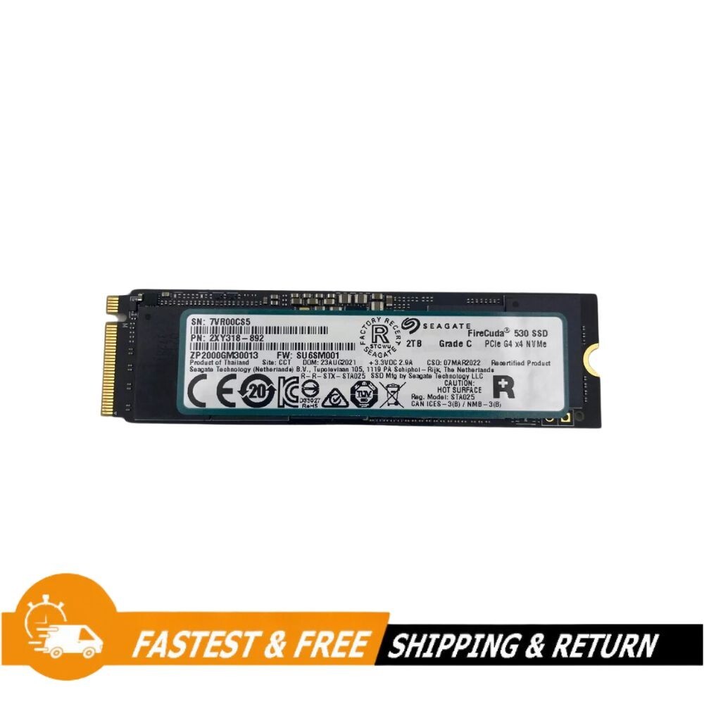 Seagate Firecuda 530 2TB PCIE M.2S 15mm Solid State Drive SSD