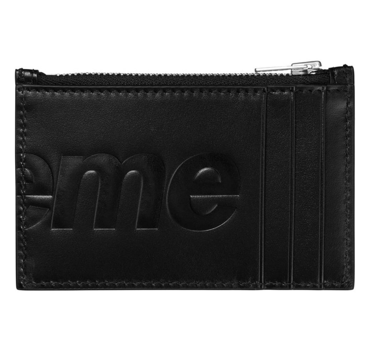 Supreme Leather Zip Card Holder Black Debossed Logo Brand New