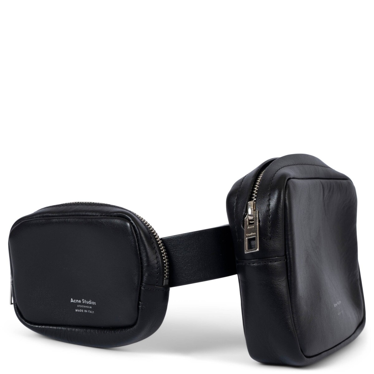 70133 auth ACNE STUDIOS black leather MUSUBI DOUBLE Belt Bag | eBay