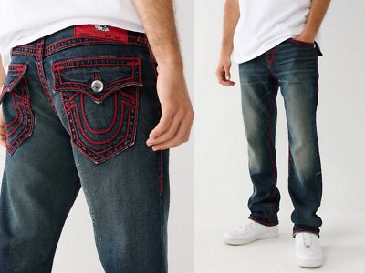 True Religion Men's Ricky Rope Stitch Relaxed Straight Jeans