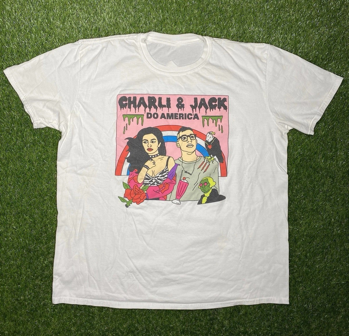 CharlIi XCXX & Jack Do America Shirt White Tee full Size Cotton