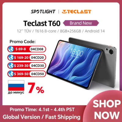 Teclast T60 12 inch 2K Tablet Android 14 8GB+12GB RAM 256GB ROM