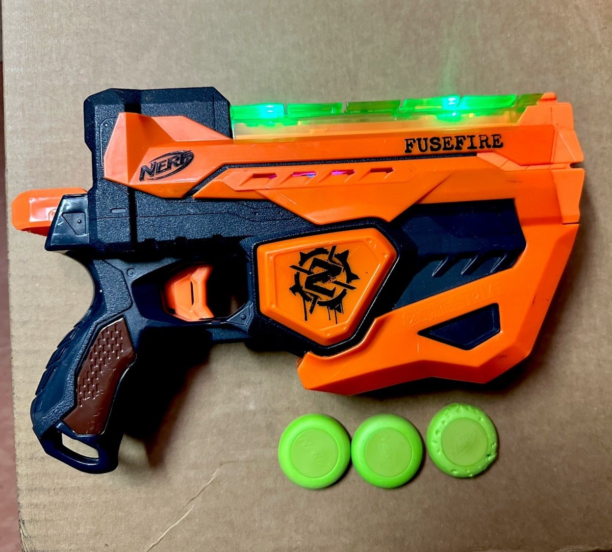 Nerf Vortex Zombie Strike Disc Shooter with Lights Orange and