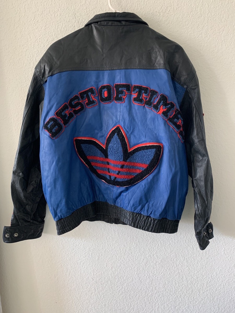 80's Run DMC Style Adidas Jacket Hip Hop Bomber Leather Grunge