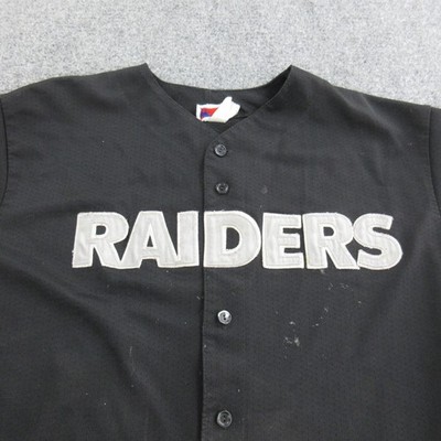Vtg Las Vegas Raiders Jersey Mens XL Black Button Front NFL