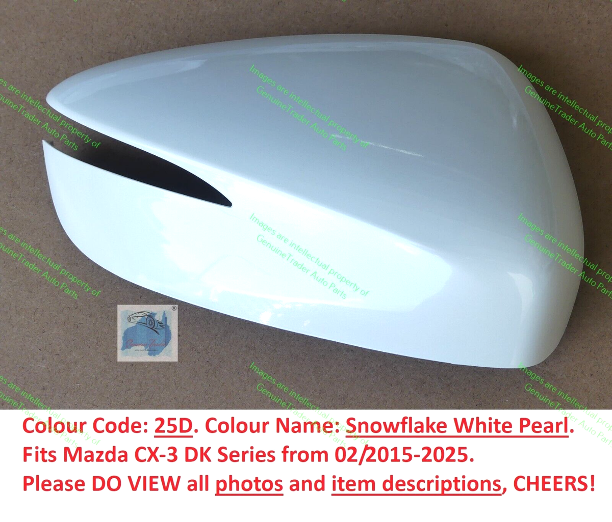 Right Side Mirror Case Cover fits Mazda CX-3 CX3 DK Snowflake