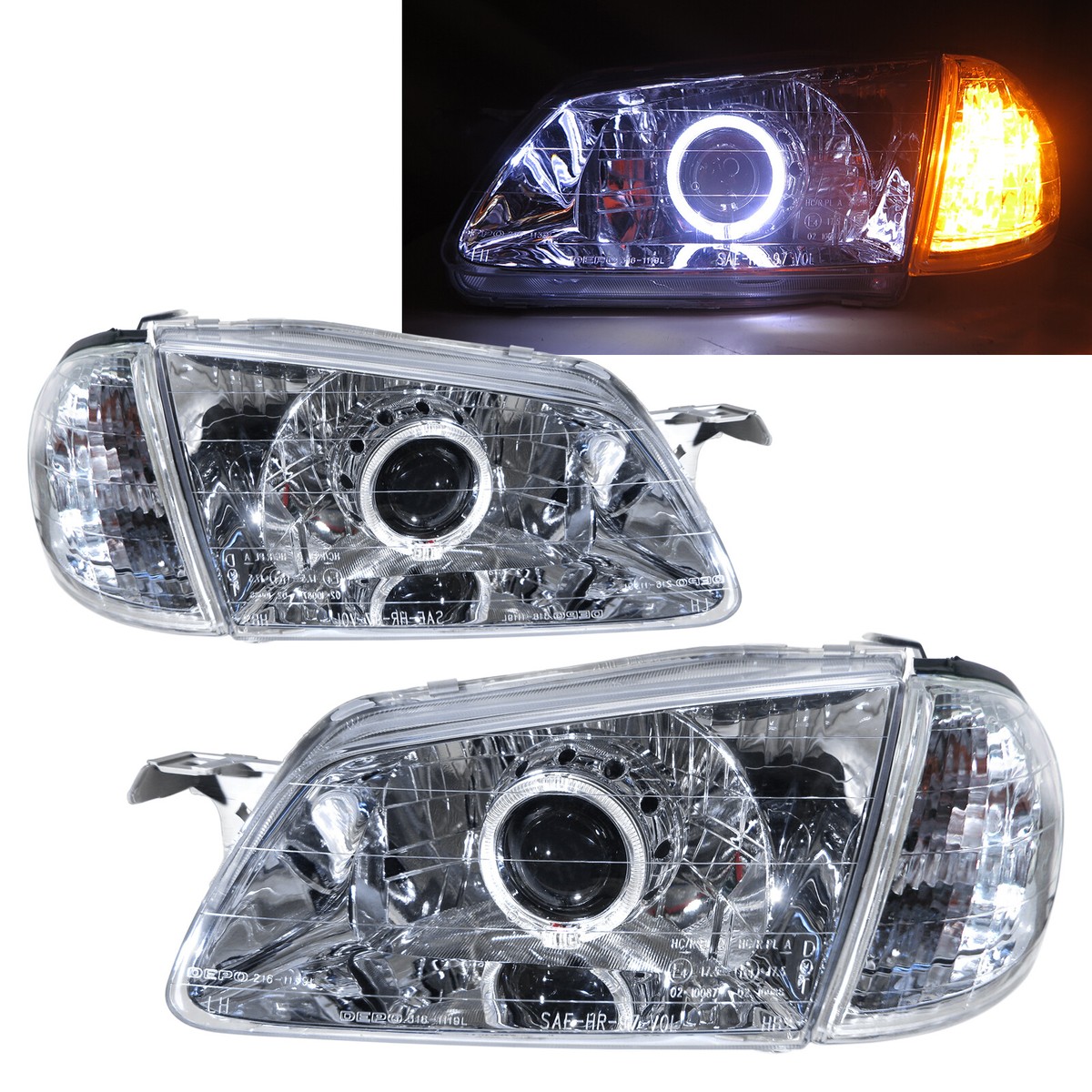 323 BJ 98-00 PRE-FACELIFT Guide LED Halo HID Headlight CH V1 for