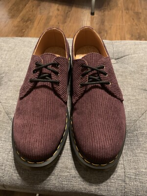 Dr Martens 1461 Men's Size 10 Duchess Corduroy Oxblood Burgundy