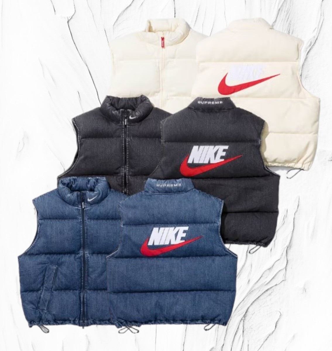 Supreme x Nike Denim Puffer Vest S-XXL Limited 2024 SS Japan
