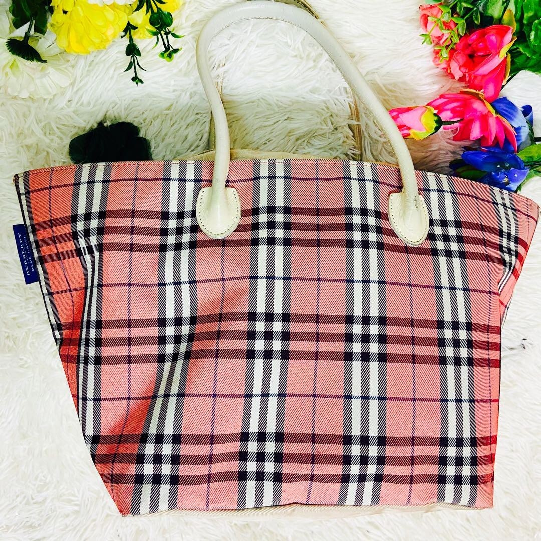 Burberry London Blue Label Handbag nova check color pink fashion