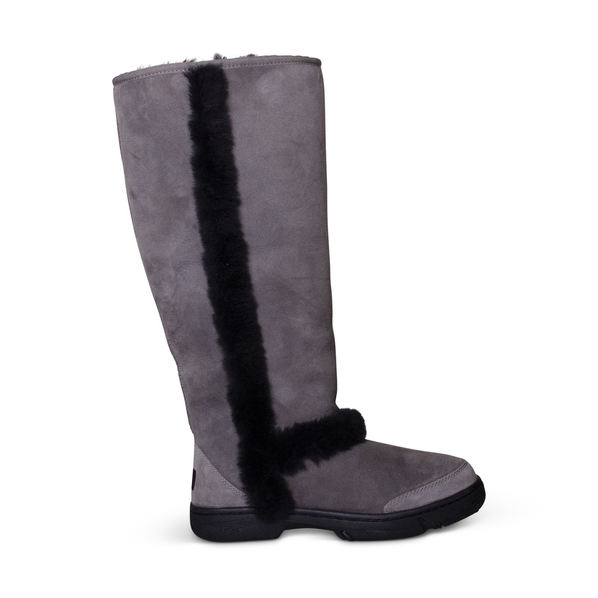 UGG SUNBURST EXTRA TALL GREY SUEDE SHEARLING WINTER WOMEN'S BOOTS