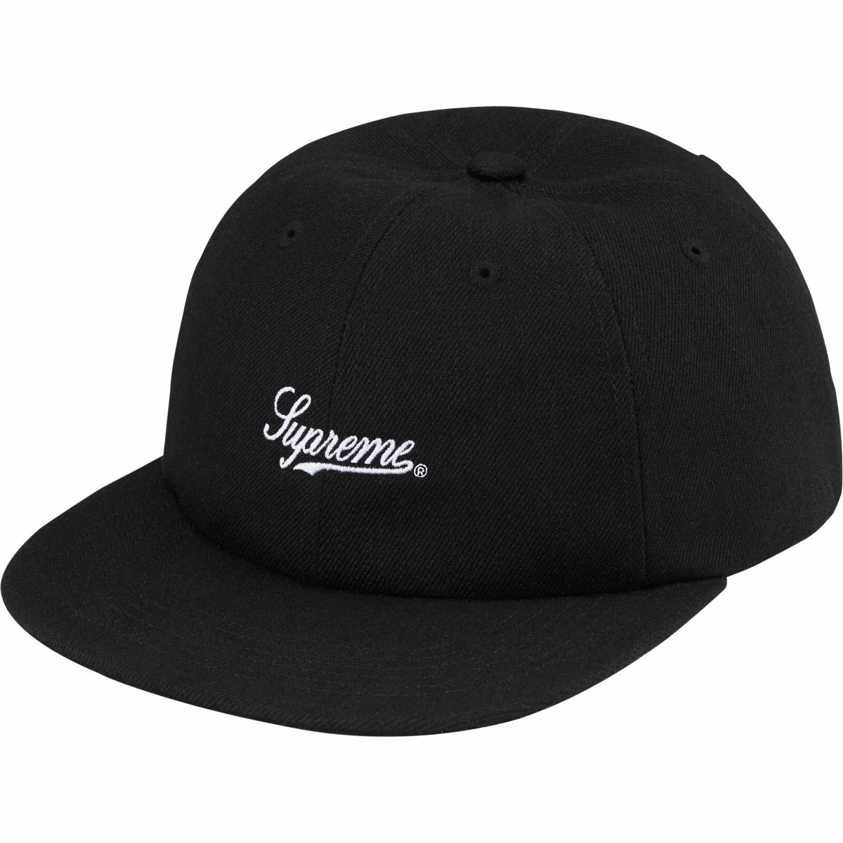 Supreme Script Logo 6-Panel Hat Cap - Black - SS24 New Authentic