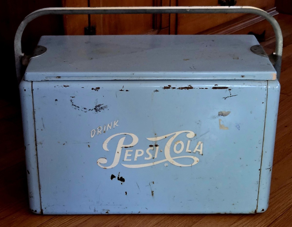 Pepsi-Cola Vintage Metal Cooler with Handle Blue | eBay