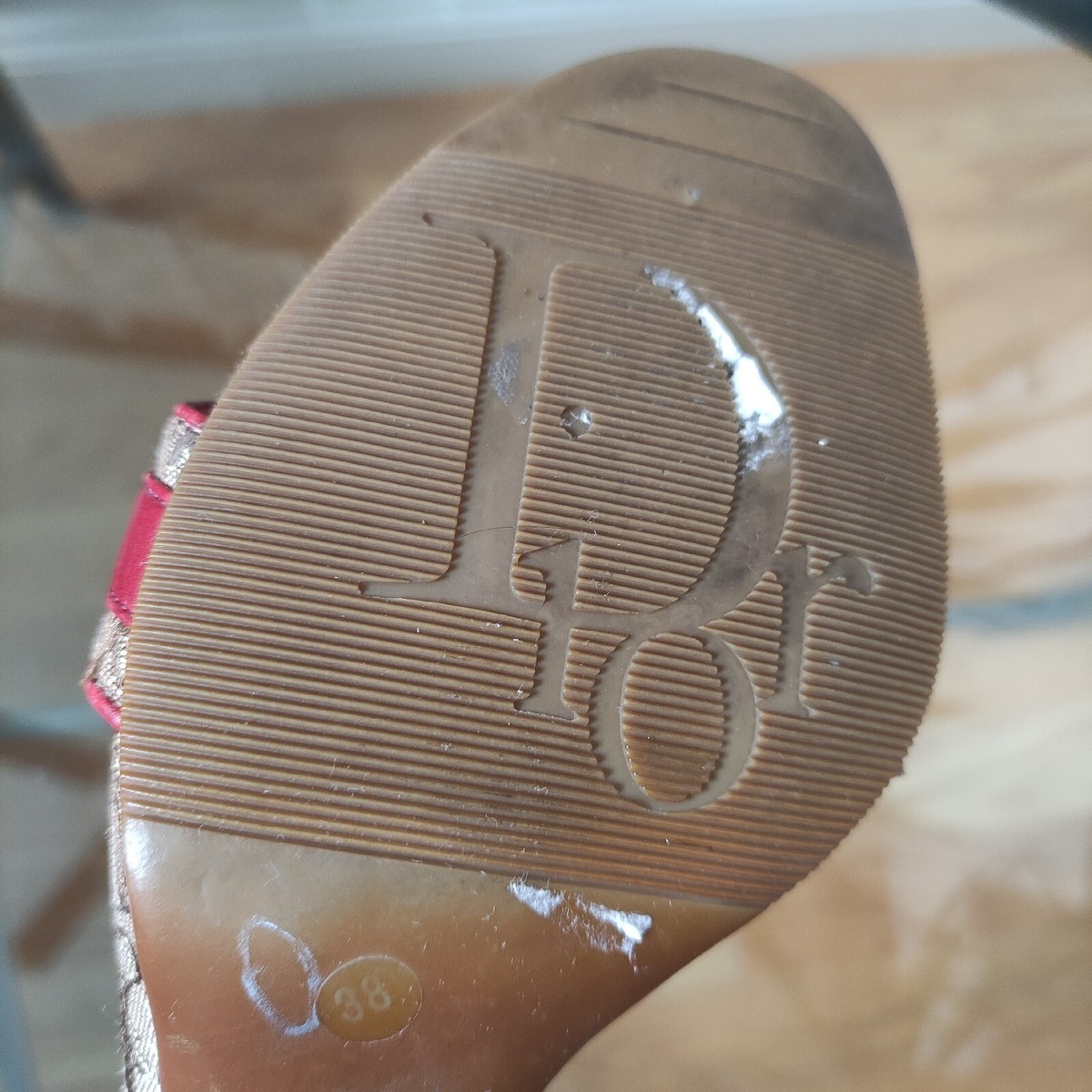 Vintage Dior Monogram Gold Logo Plate Slide Heeled Sandals women's