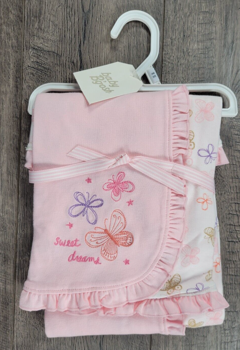 Baby Girl New Vintage Oshkosh B'gosh Pink Butterfly Reversible