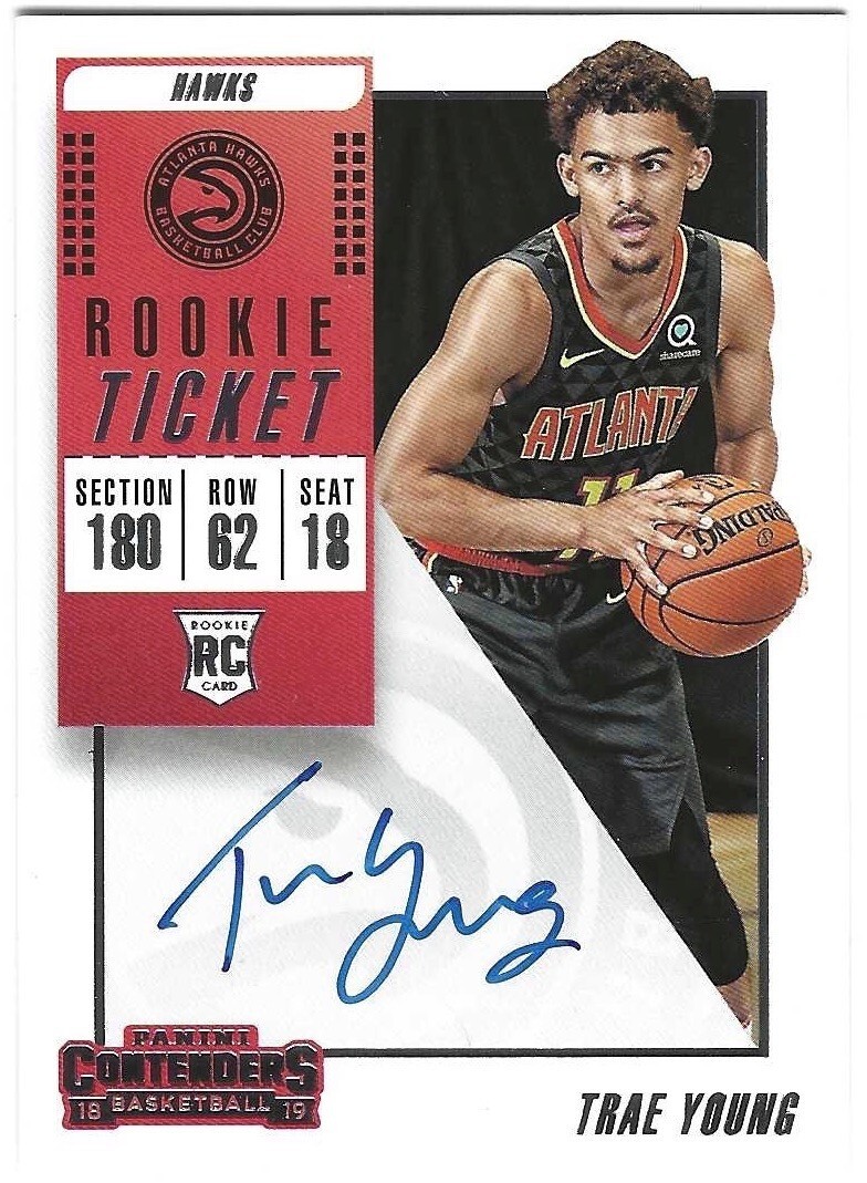 Trae Young 2018 Contenders #142 Rookie Ticket Auto (Ball at Waist