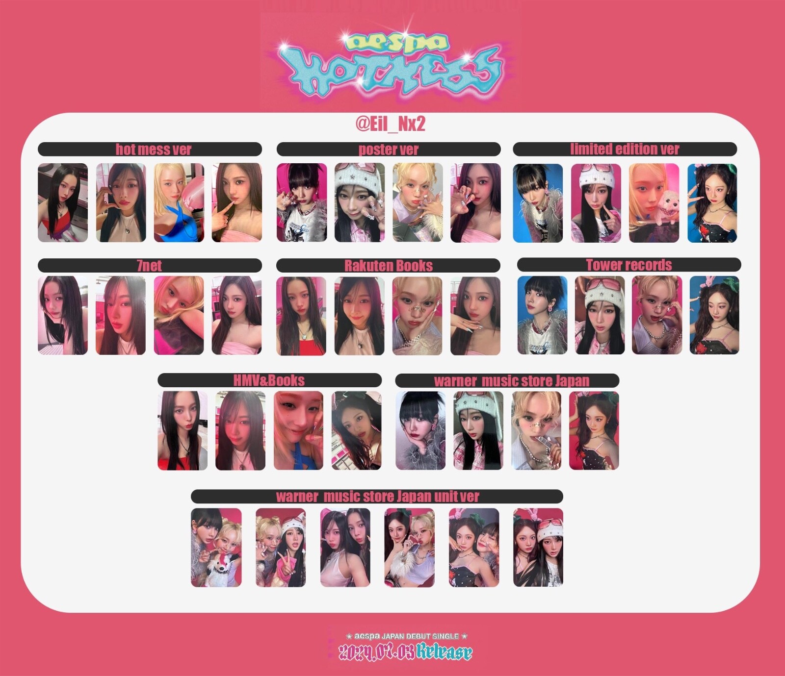 AESPA JAPAN ALBUM HOT MESS ALL PHOTOCARD OFFICIAL KARINA WINTER