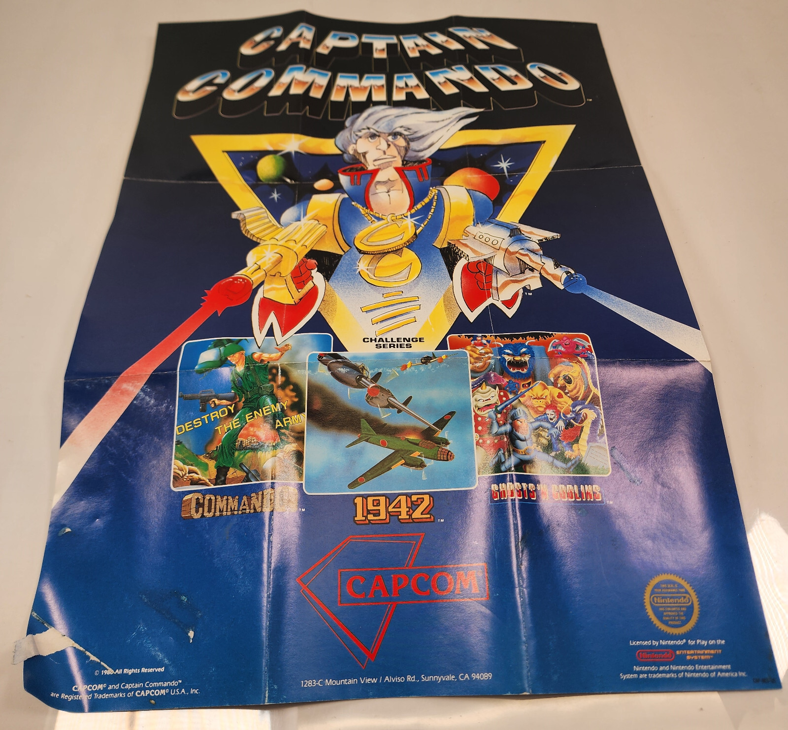 Captain Commando Capcom 1986 Nintendo NES Fold Out Poster CAP-NES