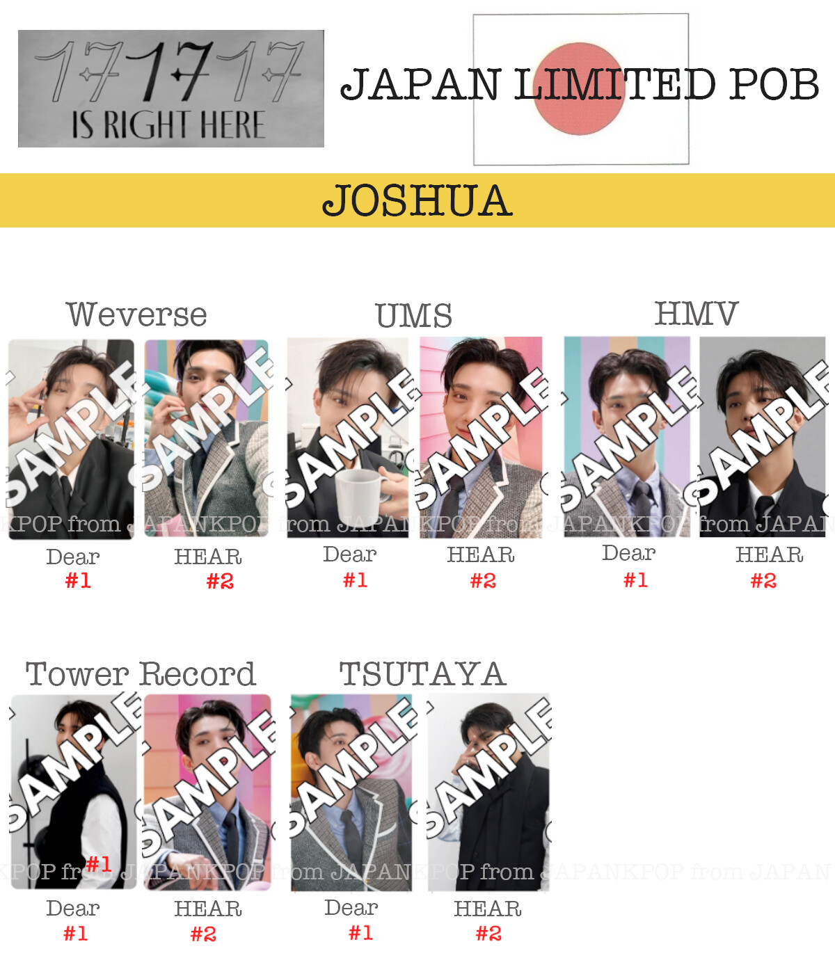 JOSHUA SEVENTEEN 17 IS RIGHT HERE DEAR HEAR Japan POB Photocard