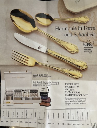 69 Piece SBS Bestecke Solingen 25 Wien 23/24 Karat Overlay