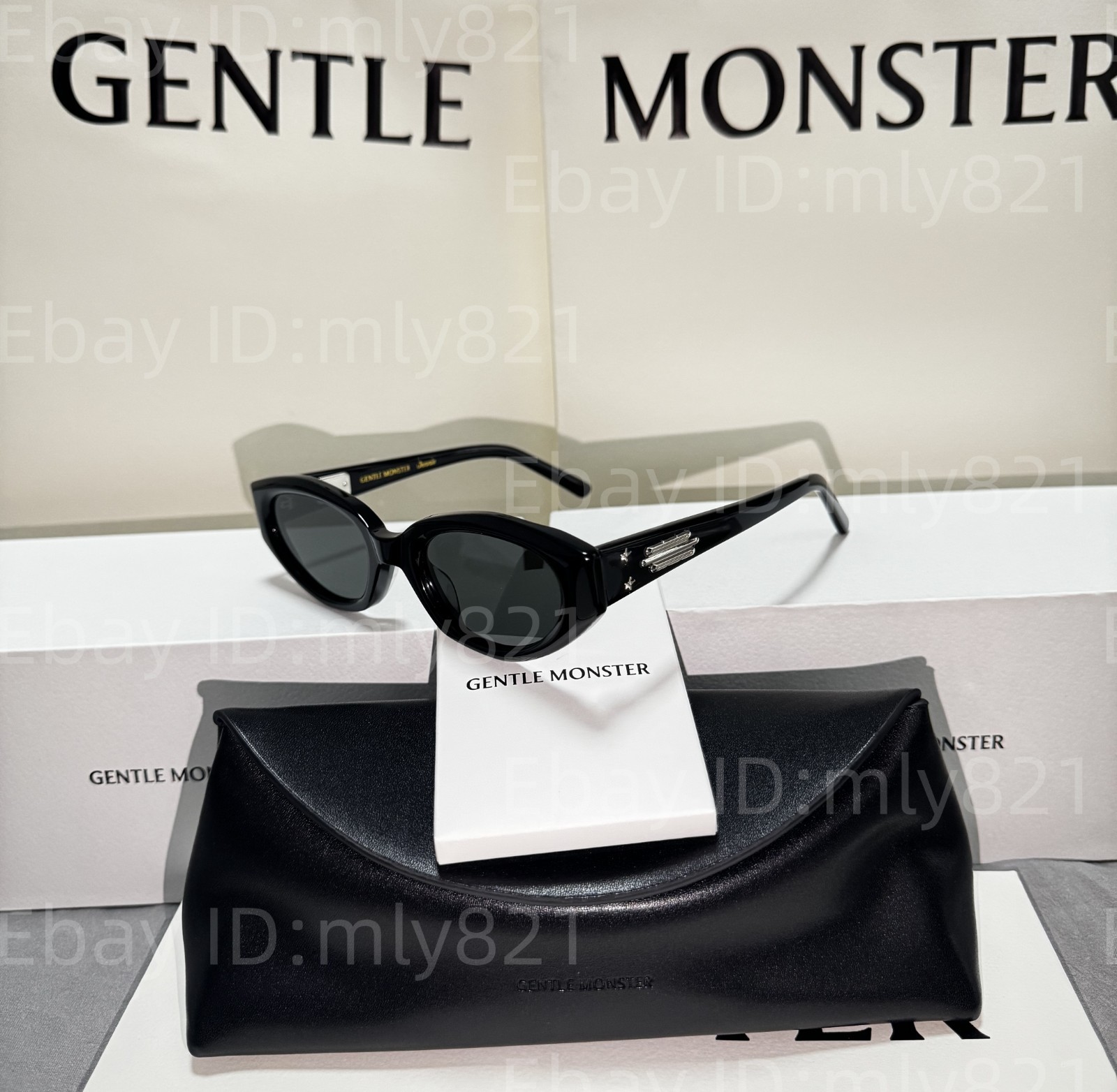 GentleMonster Sunglasses Jennie - Fish Tail 01 Black Frame Black