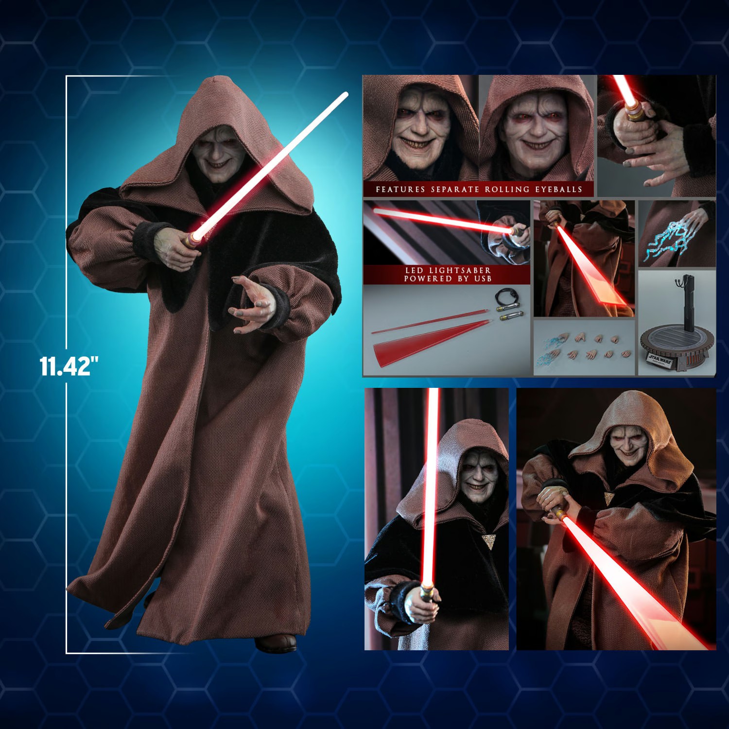 Hot Toys MMS745 Star Wars Ep 3 RotS Darth Sidious 1/6 Scale Figure