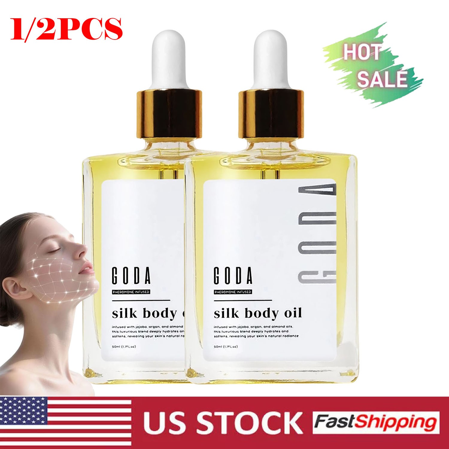 1/2X GODA Silk Body Oil, Goda Perfume Oil, Bath & Shower Oil