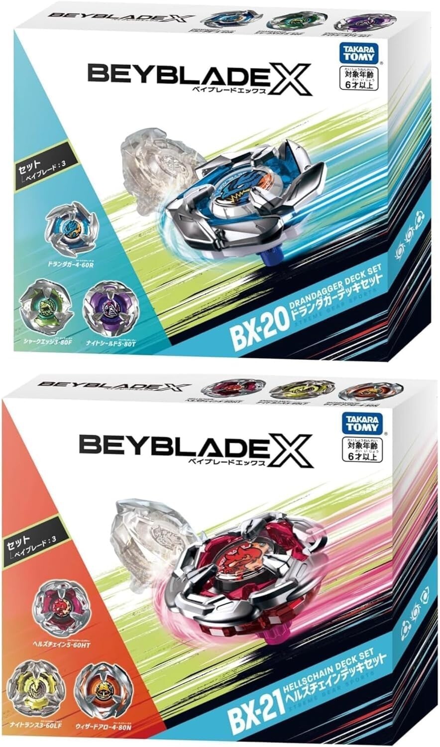 Beyblade X BX-20 Drandagger Deck Set & BX-21 Hellschain Deck Set