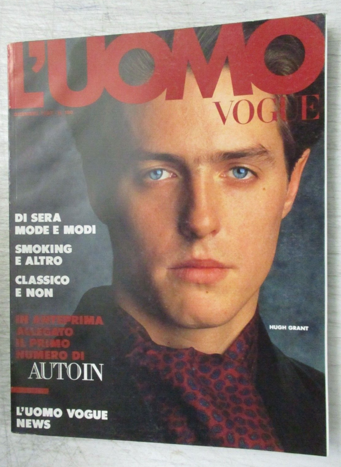 L'UOMO VOGUE MAGAZINE DECEMBER 1987 #18 HUGH GRANT MEN'S ITALIAN