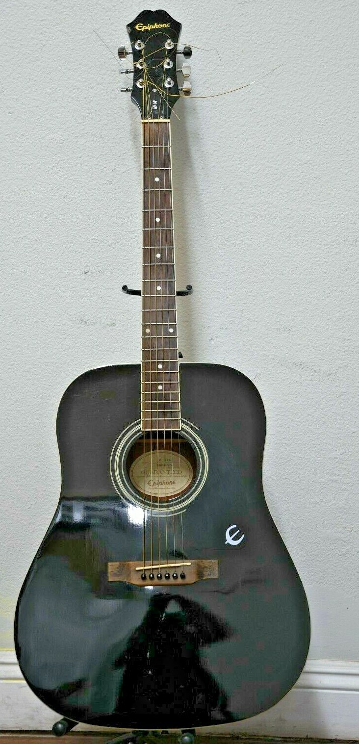 Epiphone DR-100 EB Acoustic Guitar Ebony Black 6-String Right