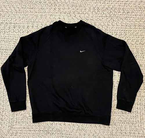 VINTAGE NIKE 00s SILVER TAG Black SWOOSH CREW NECK SWEATSHIRT SIZE