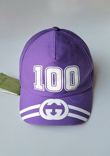 Gucci Purple Hat Baseball Cap size M 58cm Unisex White Logo 100th