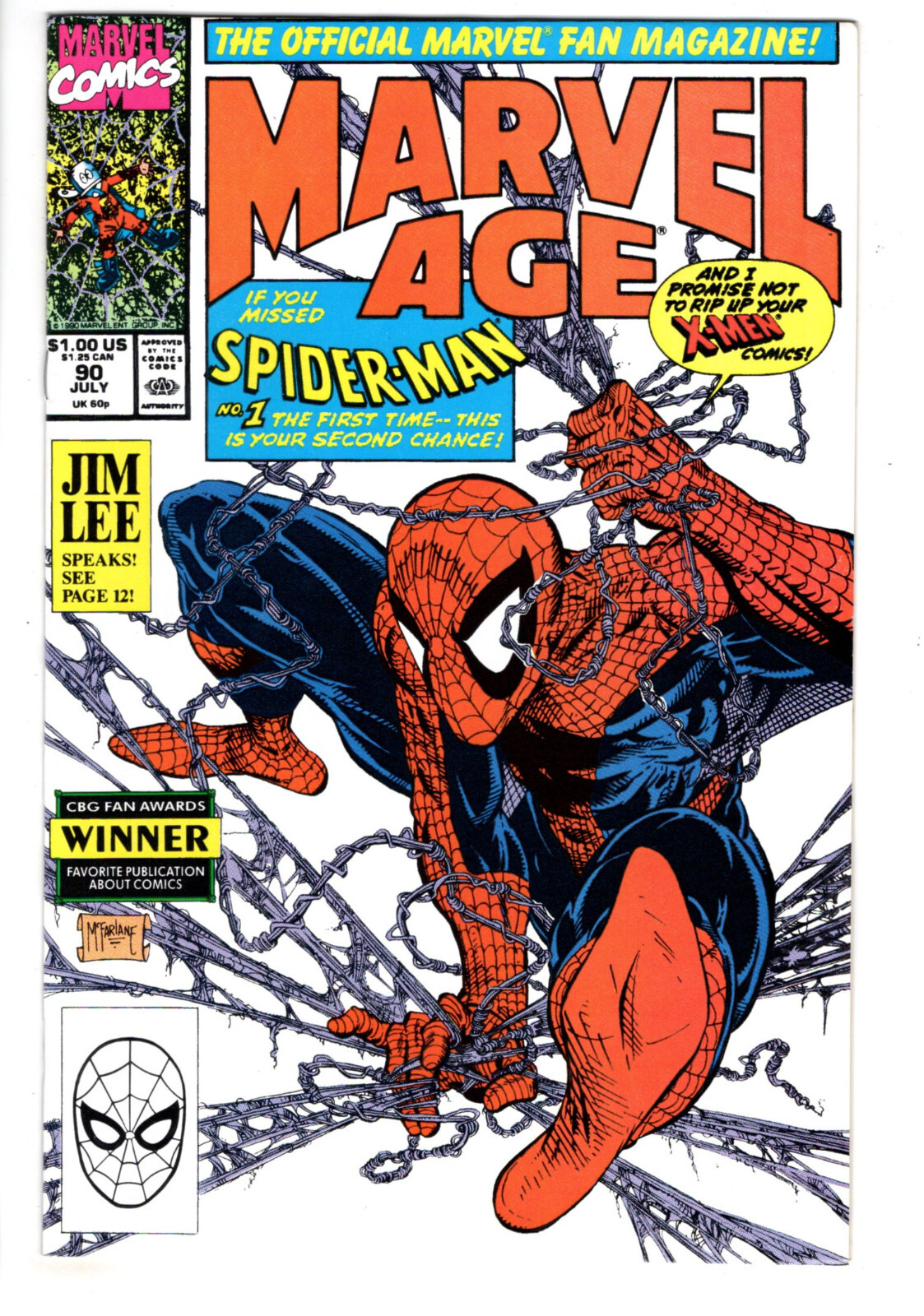 MARVEL AGE #90 (1990) - GRADE 9.4 - SPIDER-MAN TODD MCFARLANE JIM