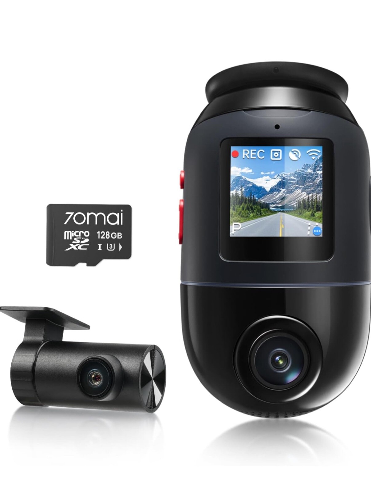70mai X800 set Omni Dash Cam 4K HDR 360° front+ rear cam +128gb SD