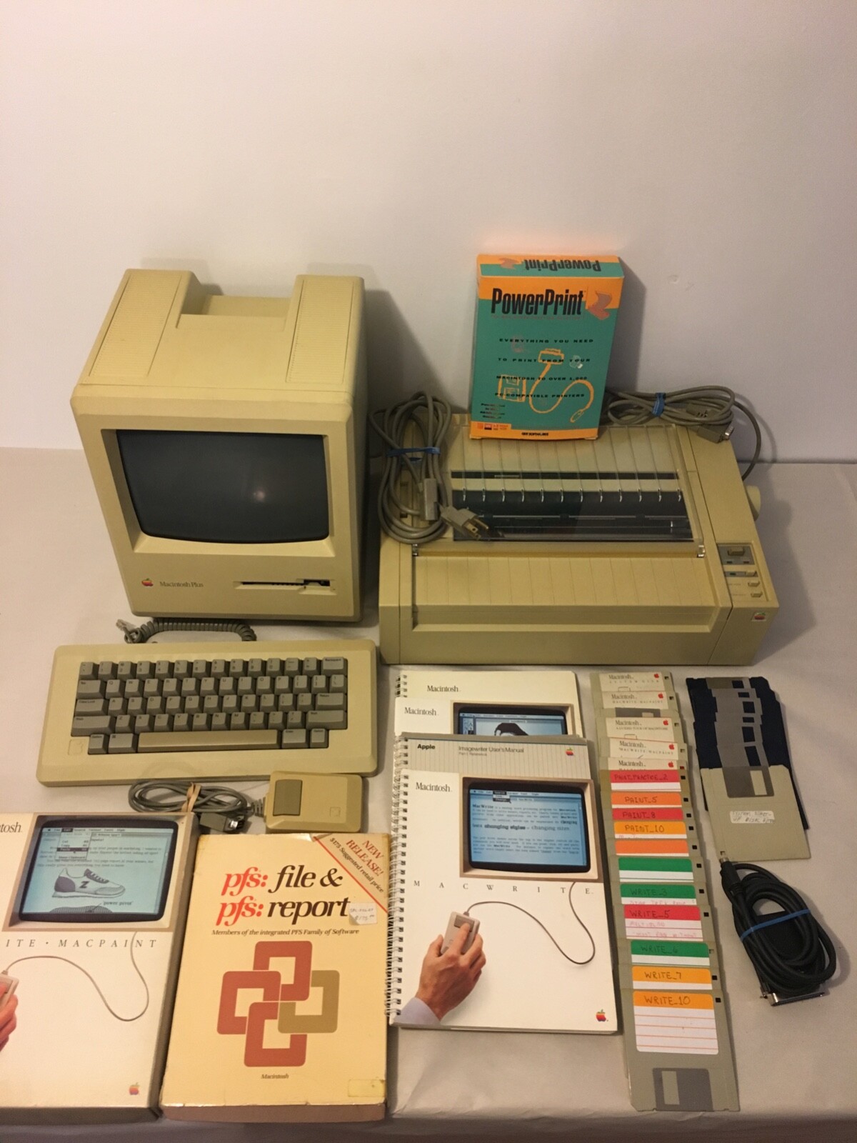 Macintosh Plus 1MB with Mouse, Hard Disk 20, Image Writer