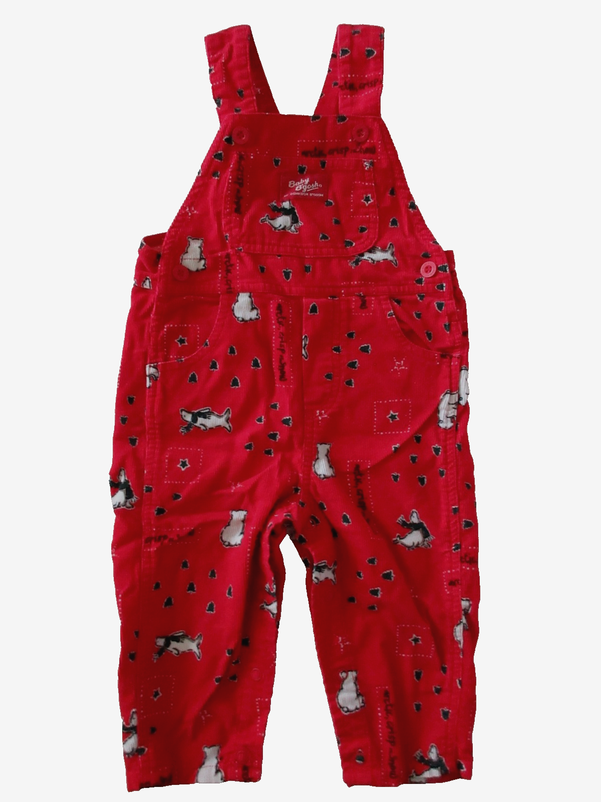 Vintage Oshkosh Baby B'gosh Corduroy Overalls Arctic Seal Bear